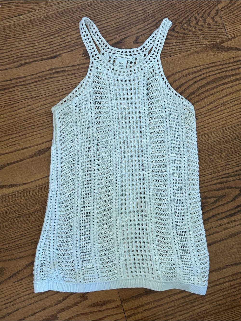 Club Monaco White Crochet Tank Top